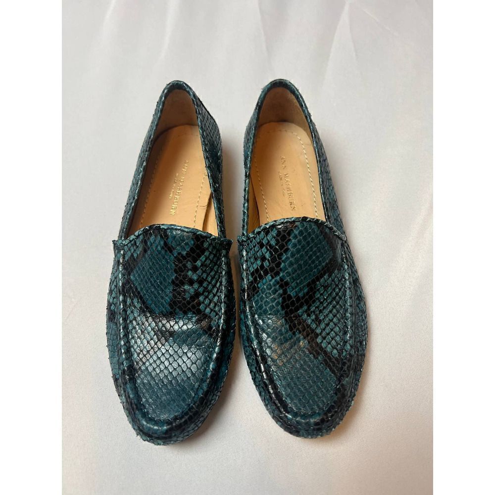 Ann Mashburn Blue Green Python Loafers Sz. 36 Made in Italy (US 5.5)